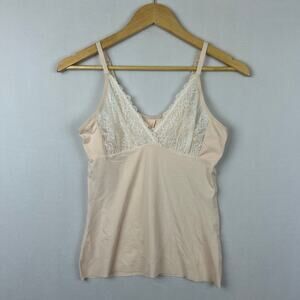 Ruby Ribbon Second Skin Pink Lace Tank Top Cami Shirt 1749 Women's Size 36